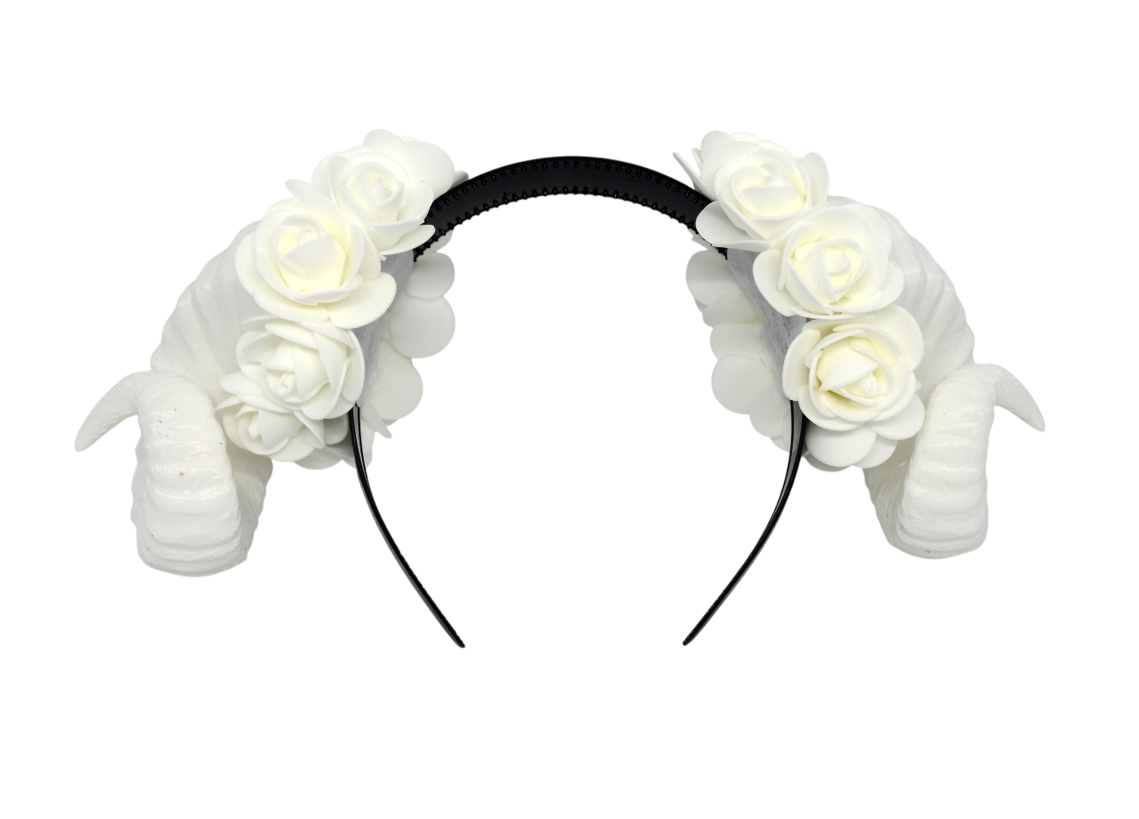 Cosplay Floral Ram Horns Headband