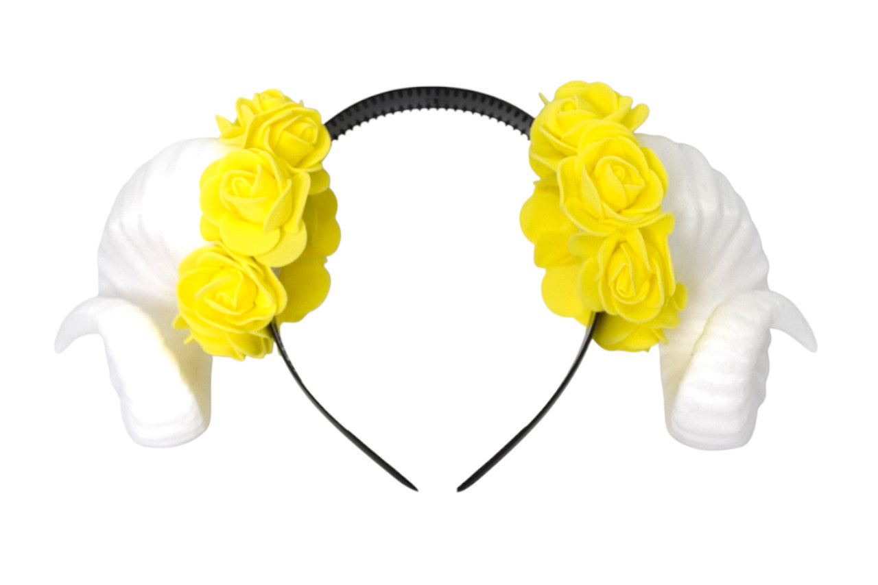 Cosplay Floral Ram Horns Headband