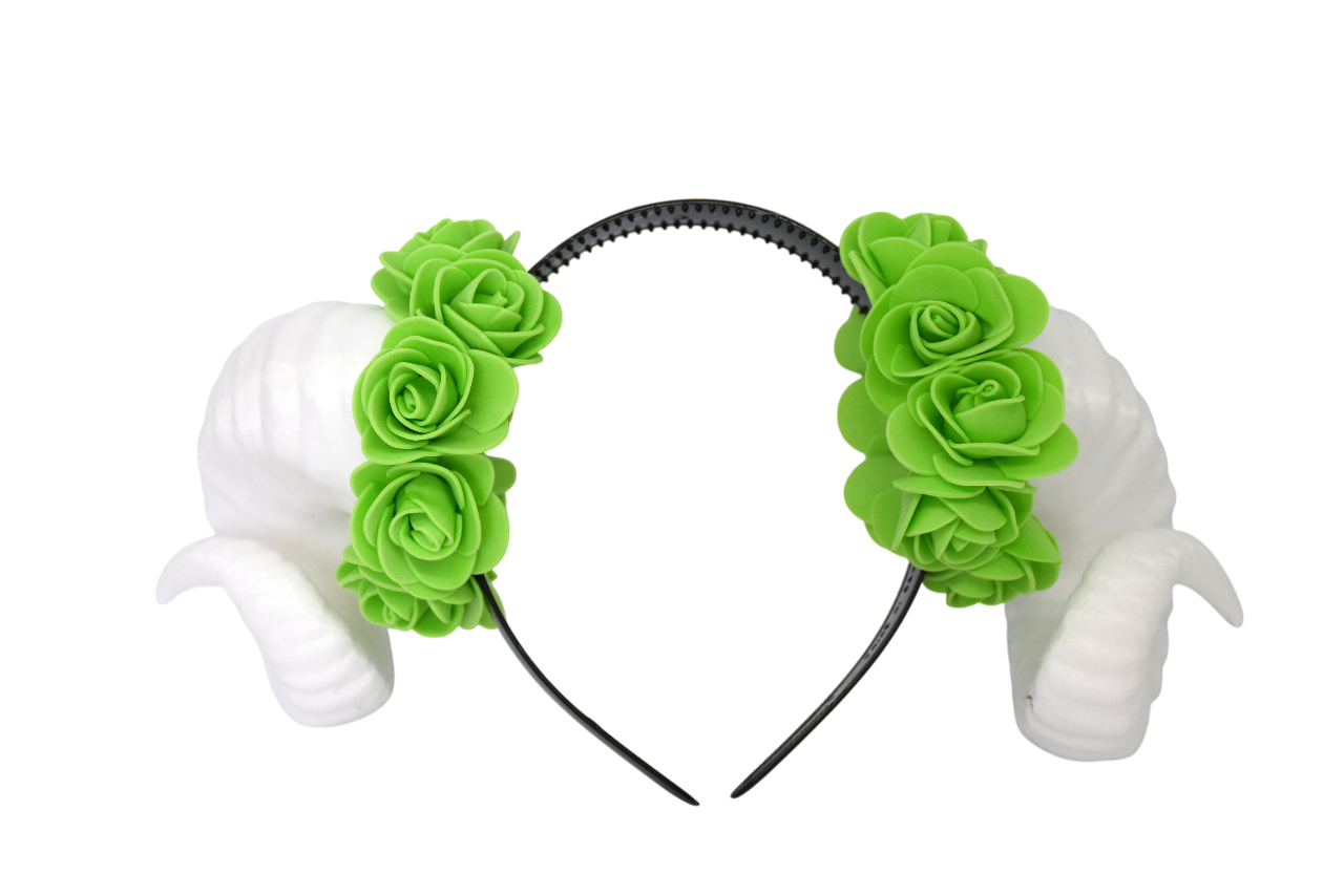 Cosplay Floral Ram Horns Headband