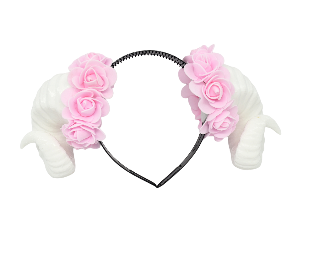 Cosplay Floral Ram Horns Headband