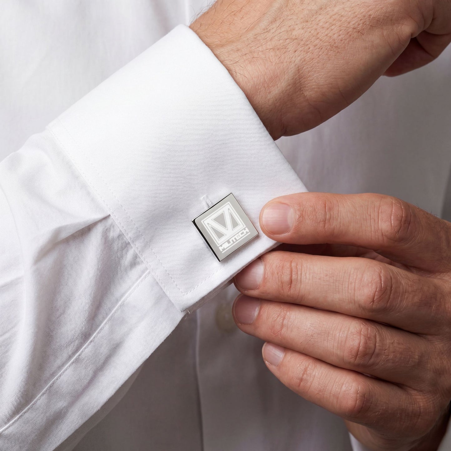 Militech Corporate Cufflinks, Cyberpunk Inspired Square Cufflinks, Silver Finish Formal Accessories, Gamer Gift