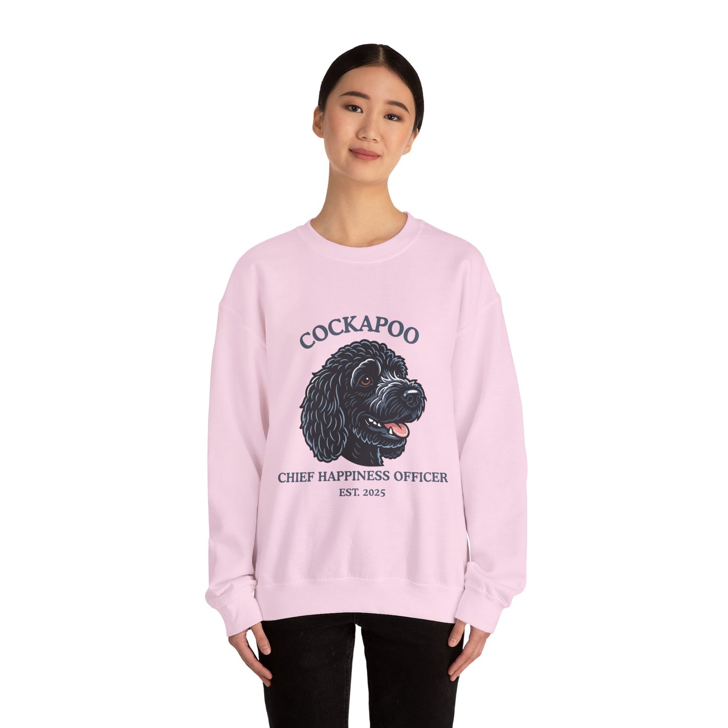 Black Cockapoo Chief Happiness Officer Sweatshirt, Dog Lover Crewneck, Cute Cockapoo Gift for Pet Parents