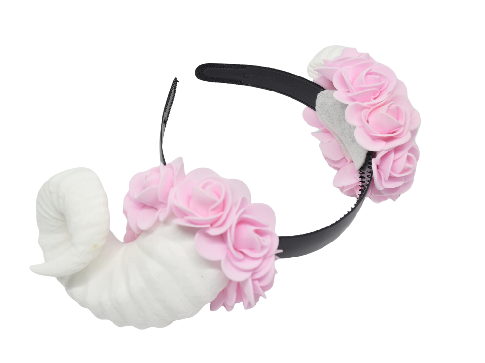 Cosplay Floral Ram Horns Headband