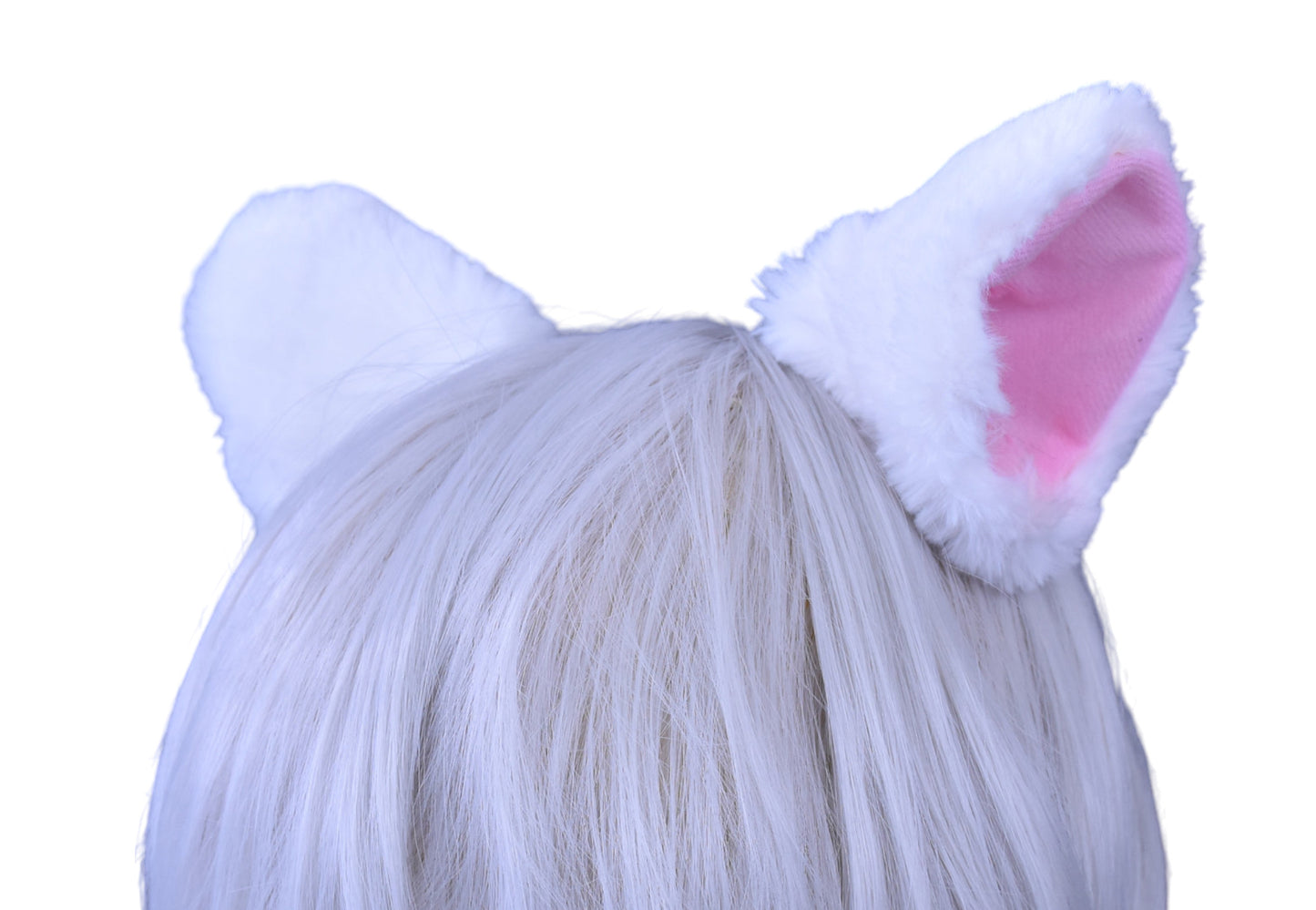 White & pink cat ears