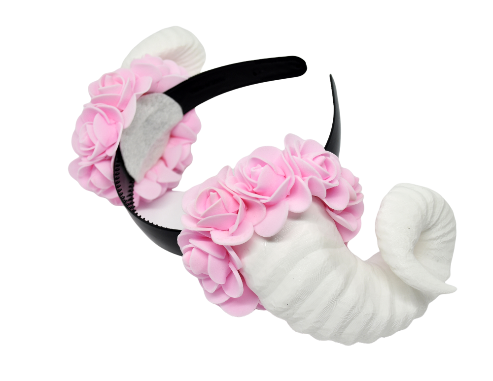 Cosplay Floral Ram Horns Headband