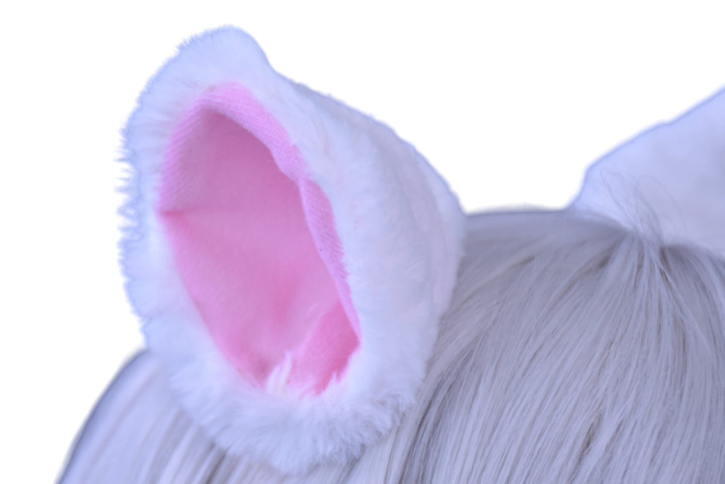White & pink cat ears