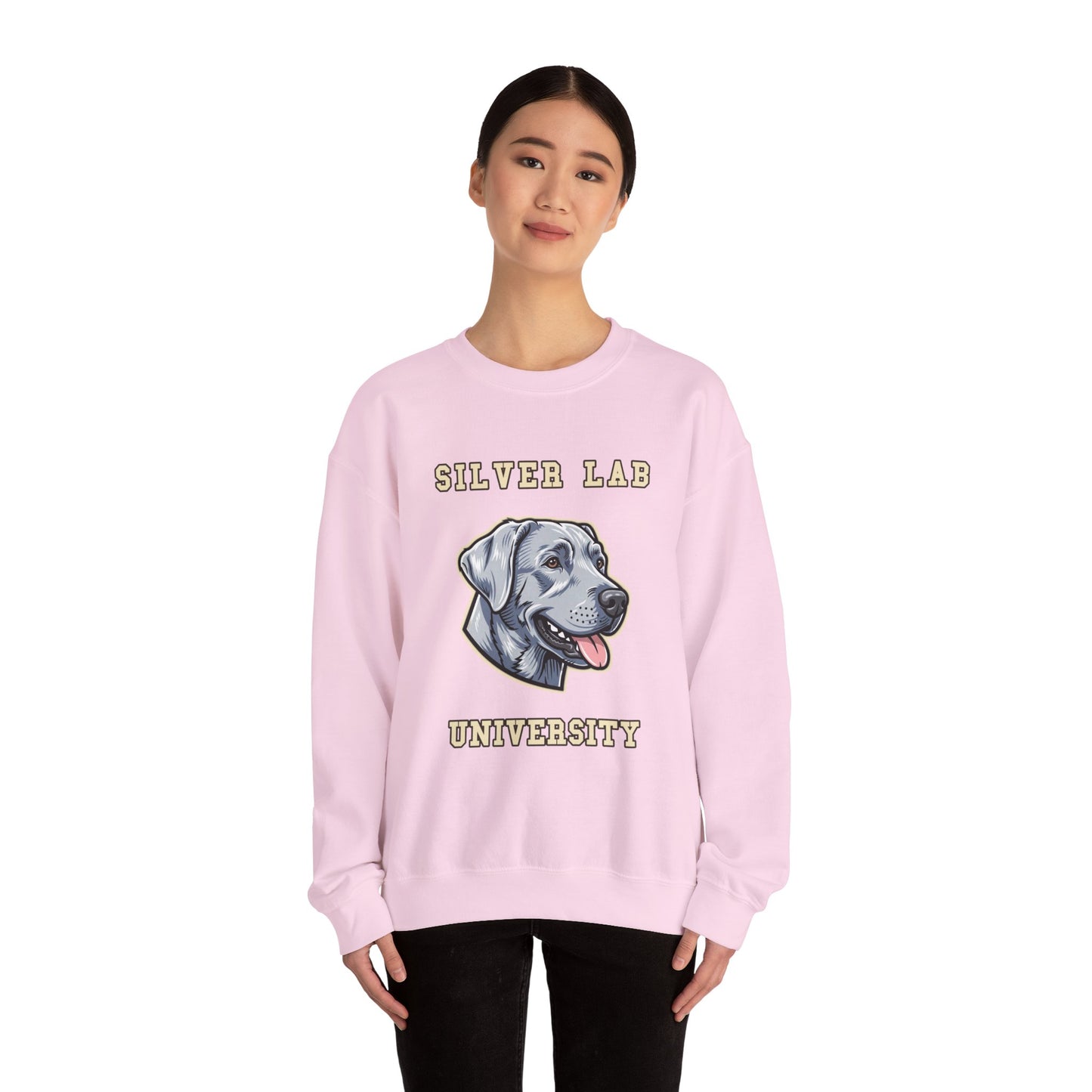 Silver Labrador Sweatshirt, Silver Lab Crewneck in Dilute Charcoal Silver