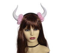 Load image into Gallery viewer, Bull Horns - Pink &amp; White
