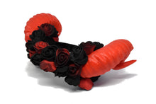 Load image into Gallery viewer, Red Ram horns with red flowers
