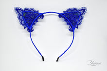 Load image into Gallery viewer, Blue lace cat ears
