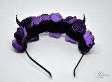 Load image into Gallery viewer, Demon Horns Headband - black &amp; purple
