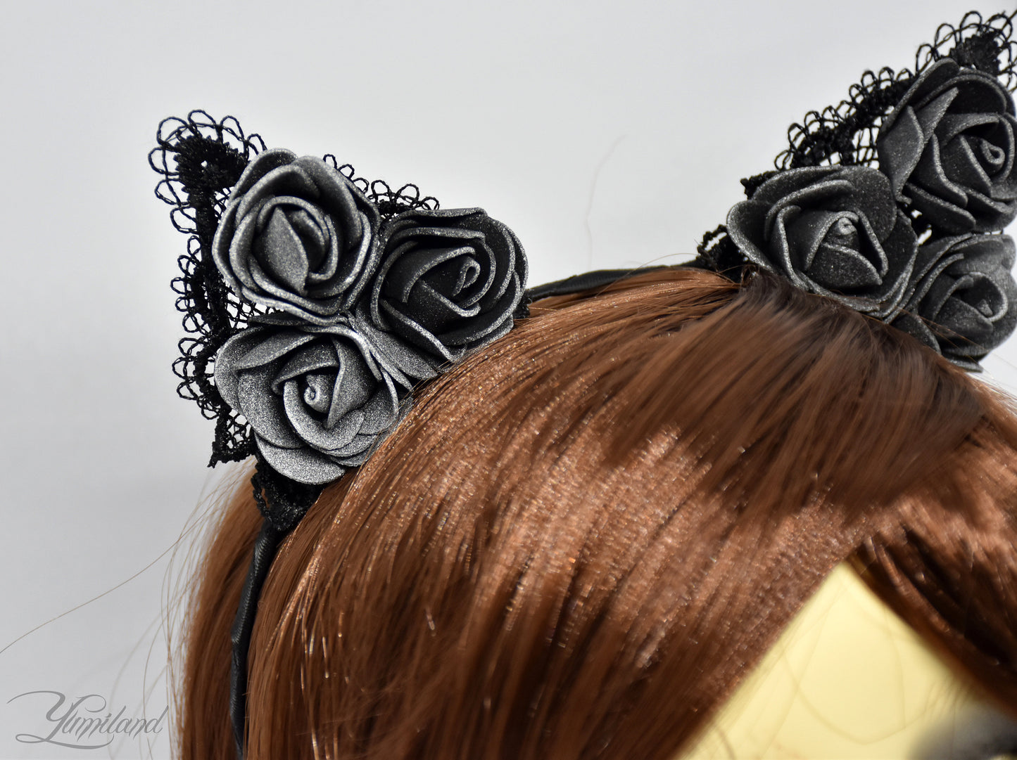 Huge cute black lace cat ears