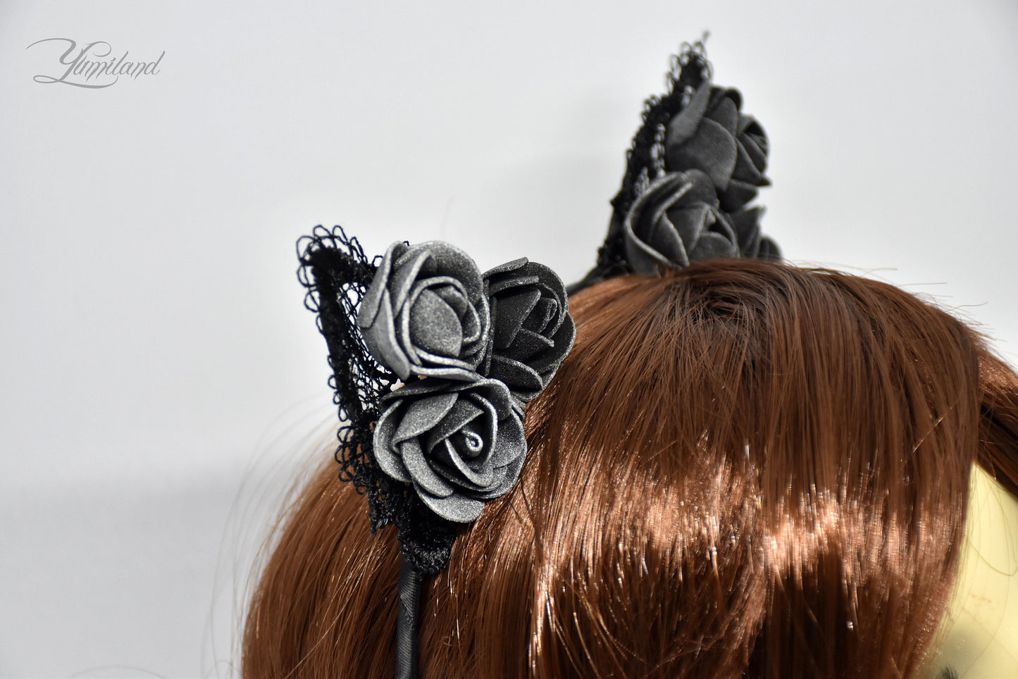 Huge cute black lace cat ears
