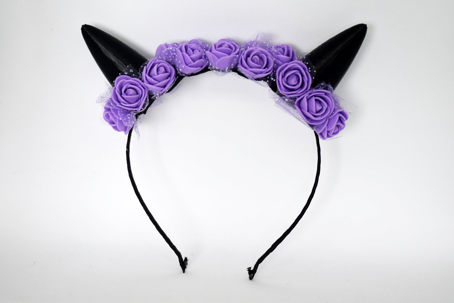 Cute cat ears with purple flowers