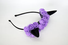 Load image into Gallery viewer, Cute cat ears with purple flowers
