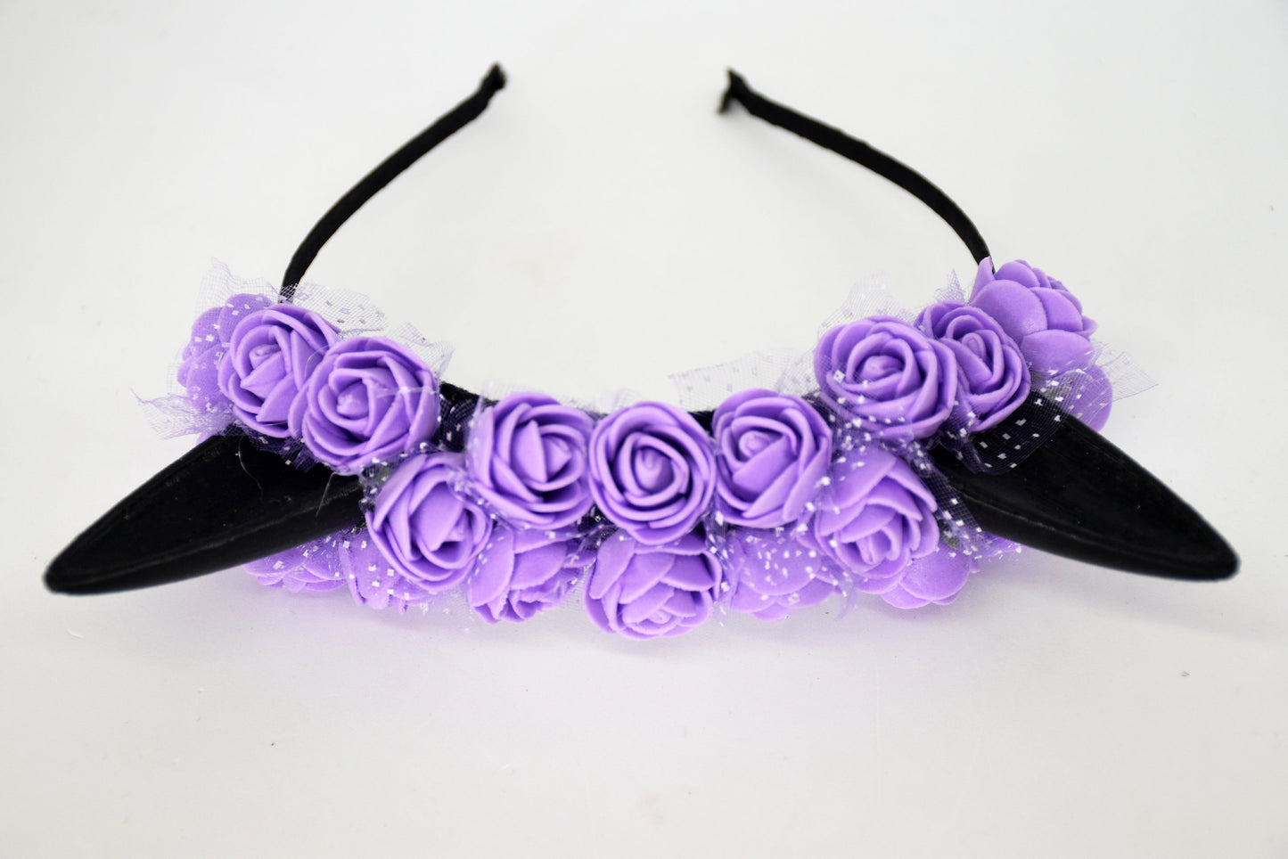 Cute cat ears with purple flowers