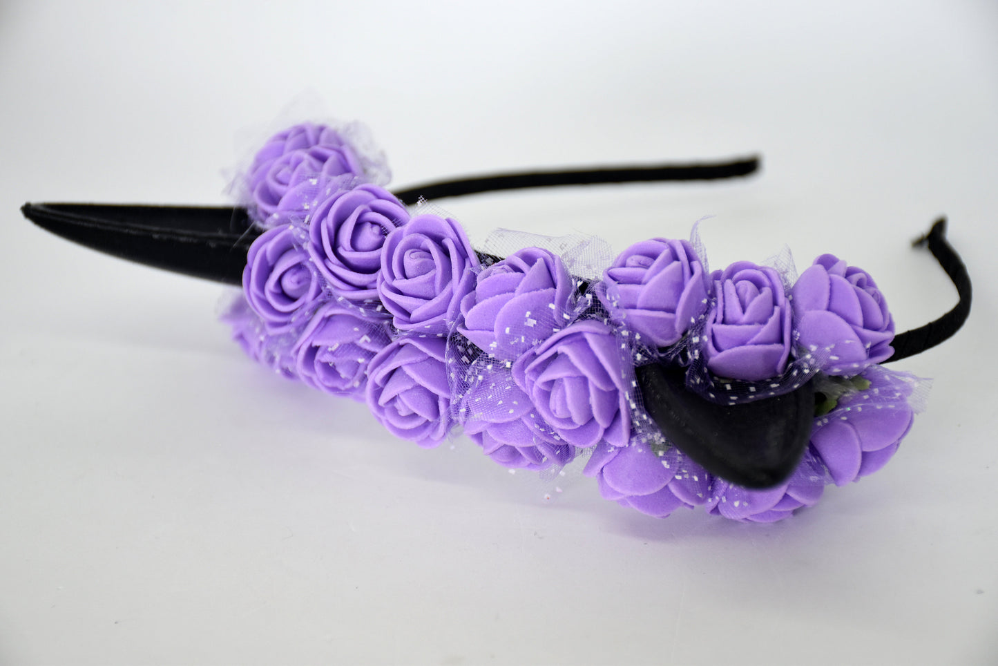 Cute cat ears with purple flowers