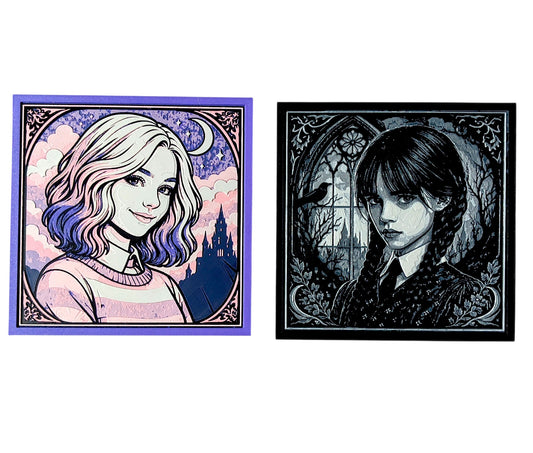Wednesday & Enid Hue Forge Wall Art, 3D Printed Gothic Decor, Framed Print (200mm) from Yumiland