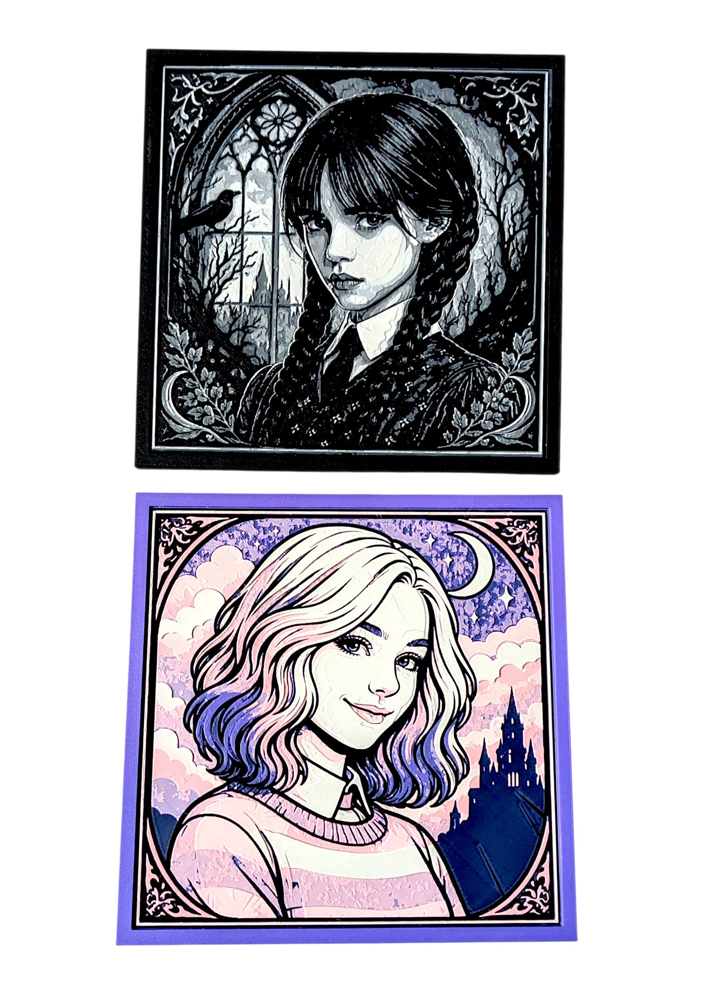 Wednesday & Enid Hue Forge Wall Art, 3D Printed Gothic Decor, Framed Print (200mm) from Yumiland