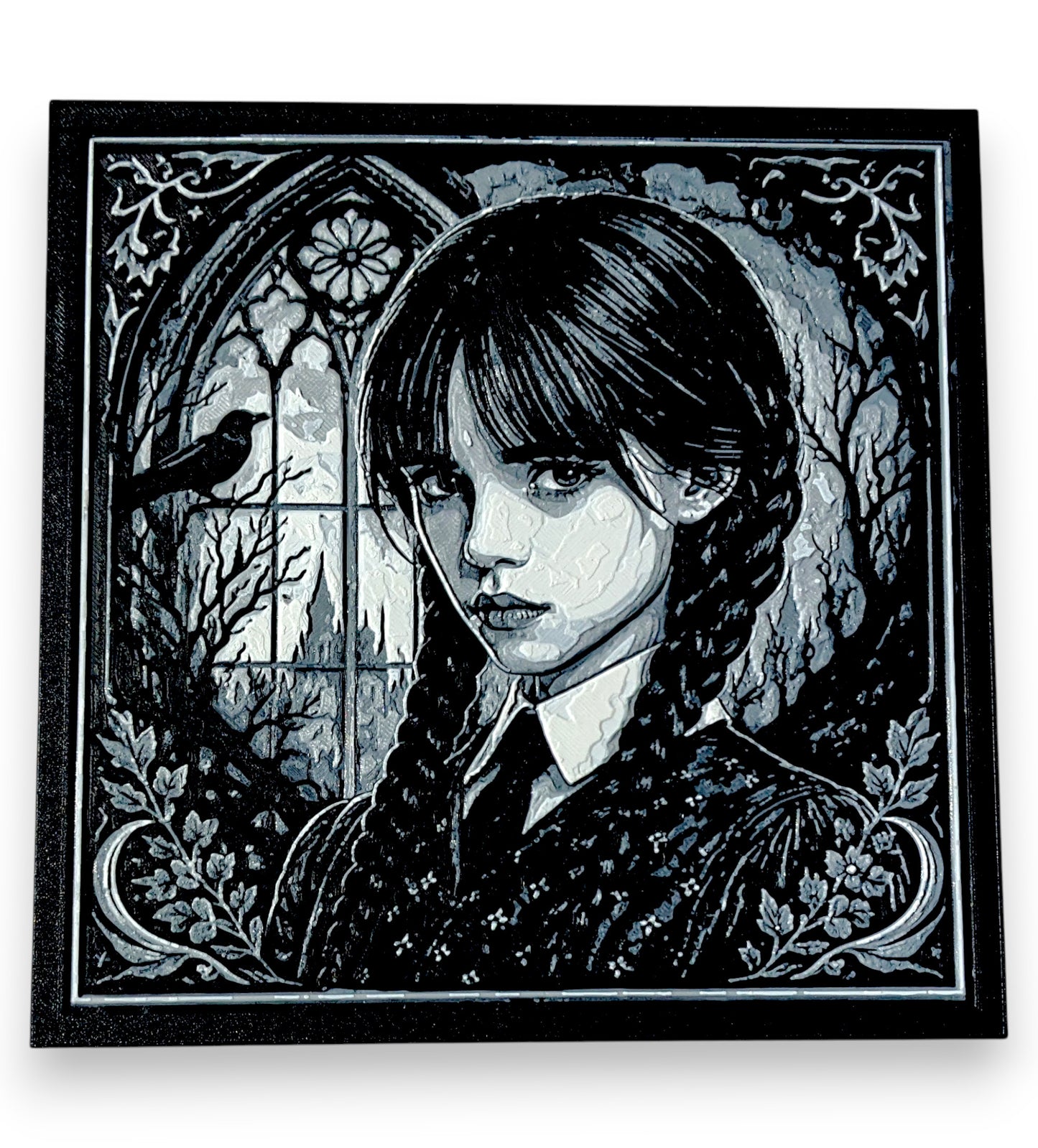 Wednesday & Enid Hue Forge Wall Art, 3D Printed Gothic Decor, Framed Print (200mm) from Yumiland