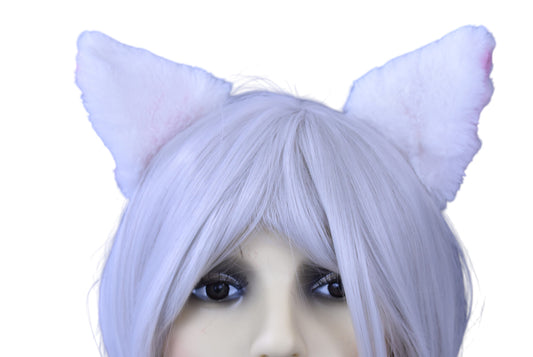 White & pink cat ears