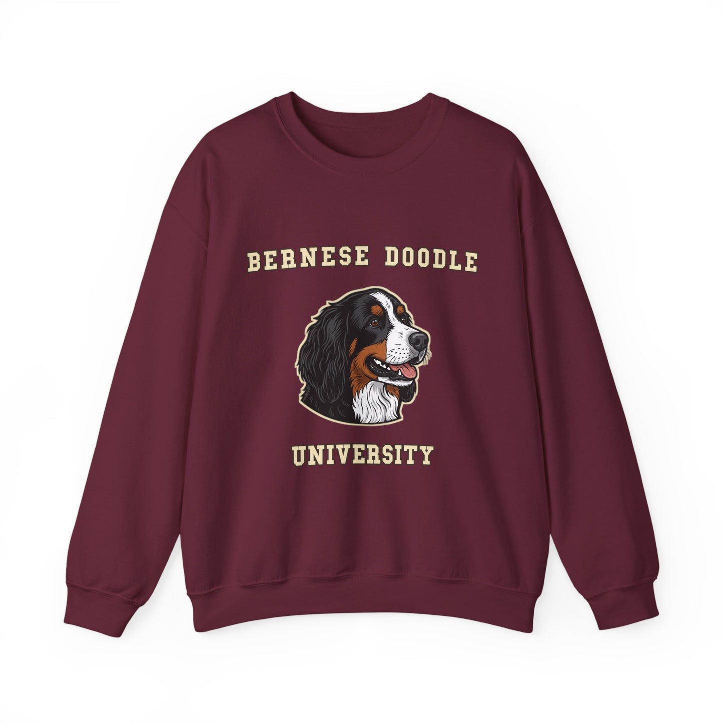 Bernedoodle Sweatshirt, Bernese Doodle Crewneck in Tri-Colour Wavy Coat