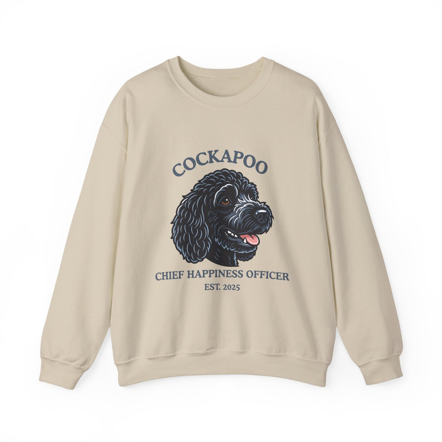 Black Cockapoo Chief Happiness Officer Sweatshirt, Dog Lover Crewneck, Cute Cockapoo Gift for Pet Parents