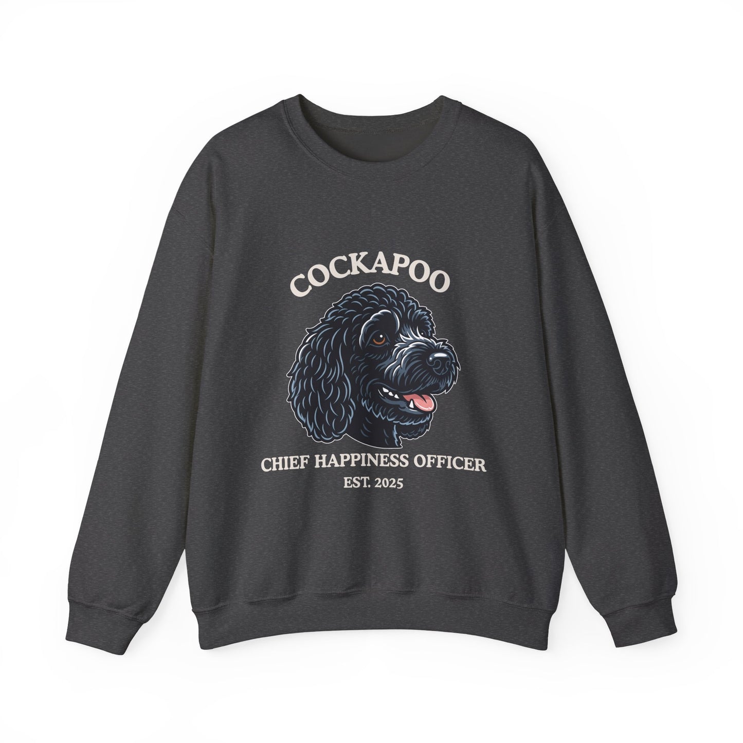 Black Cockapoo Chief Happiness Officer Sweatshirt, Dog Lover Crewneck, Cute Cockapoo Gift for Pet Parents