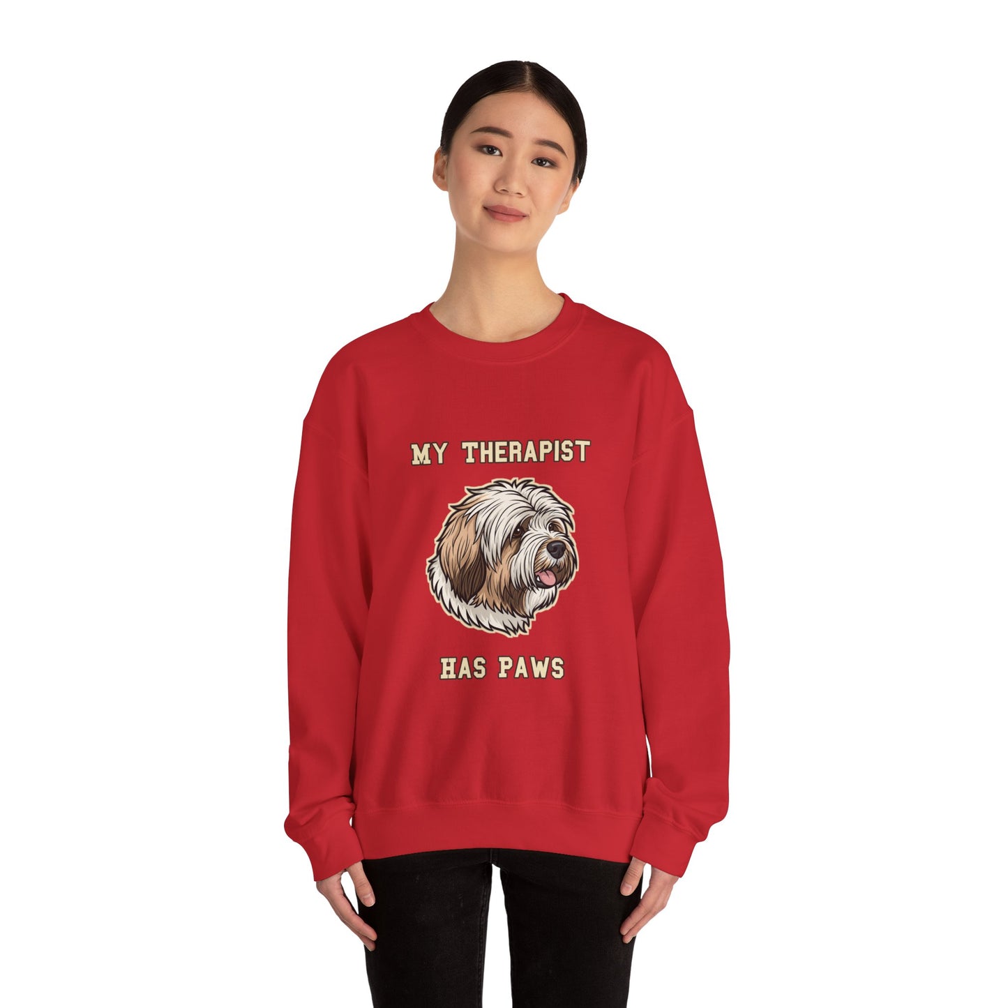 Tibetan Terrier Sweatshirt, TT Crewneck in Profuse Shaggy Coat