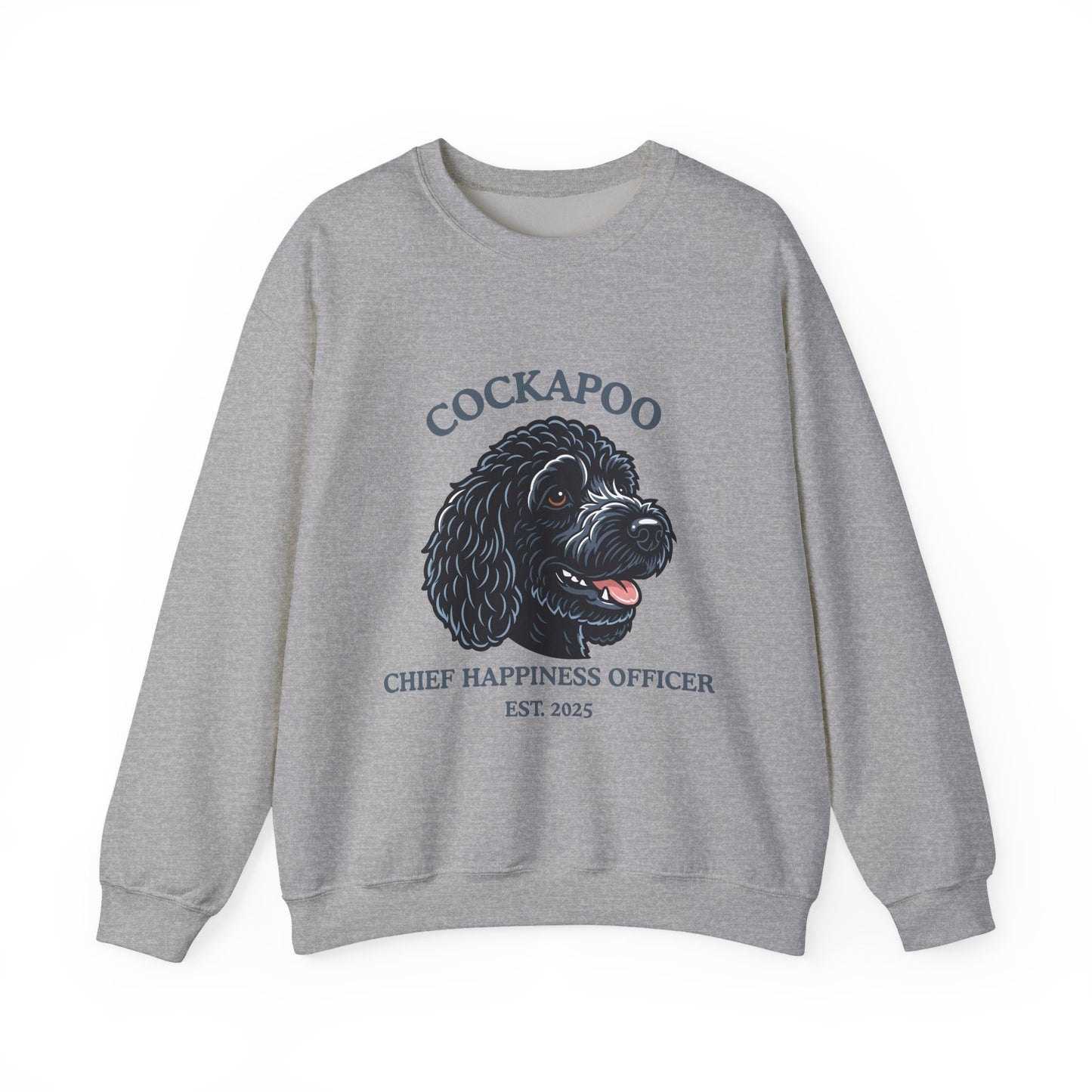 Black Cockapoo Chief Happiness Officer Sweatshirt, Dog Lover Crewneck, Cute Cockapoo Gift for Pet Parents