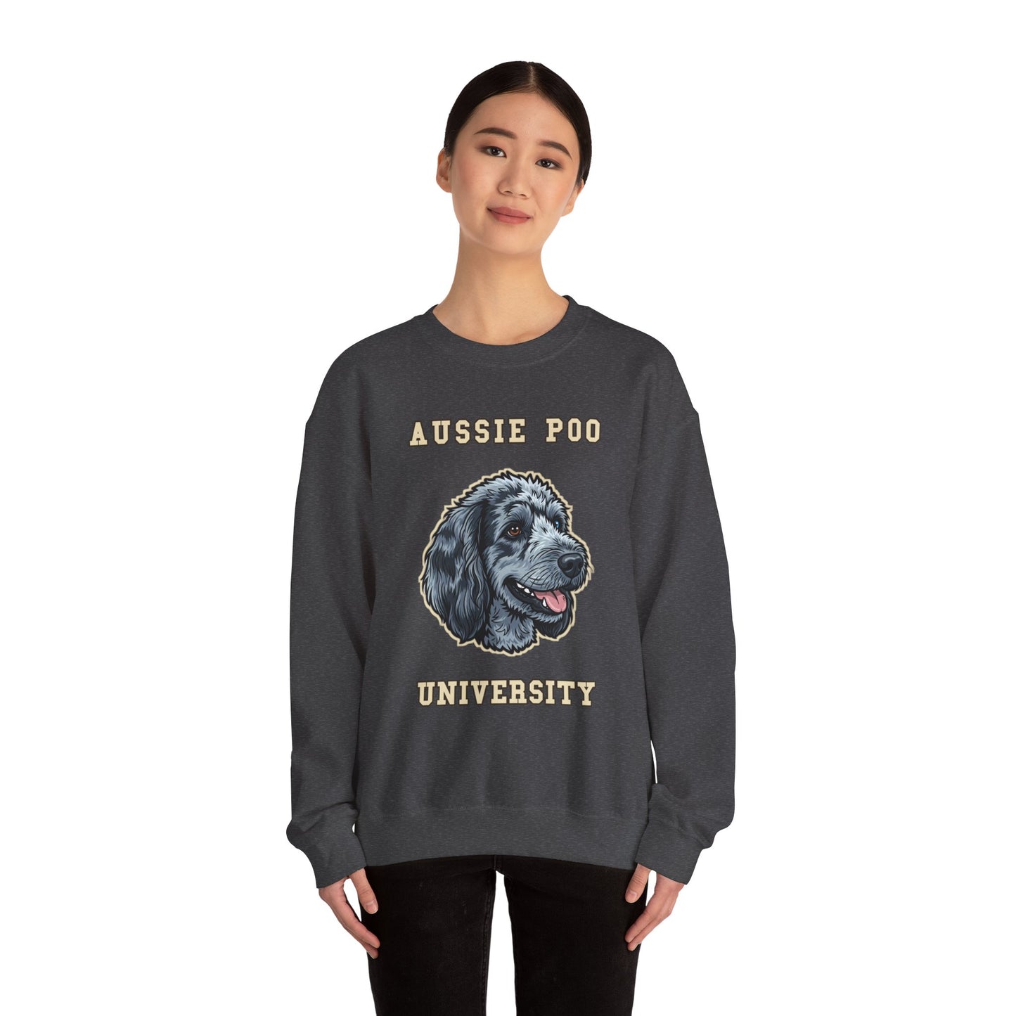 Aussiedoodle Sweatshirt, Aussie Poo Crewneck in Merle Pattern