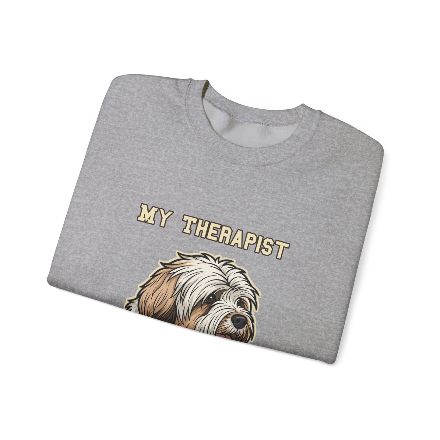 Tibetan Terrier Sweatshirt, TT Crewneck in Profuse Shaggy Coat