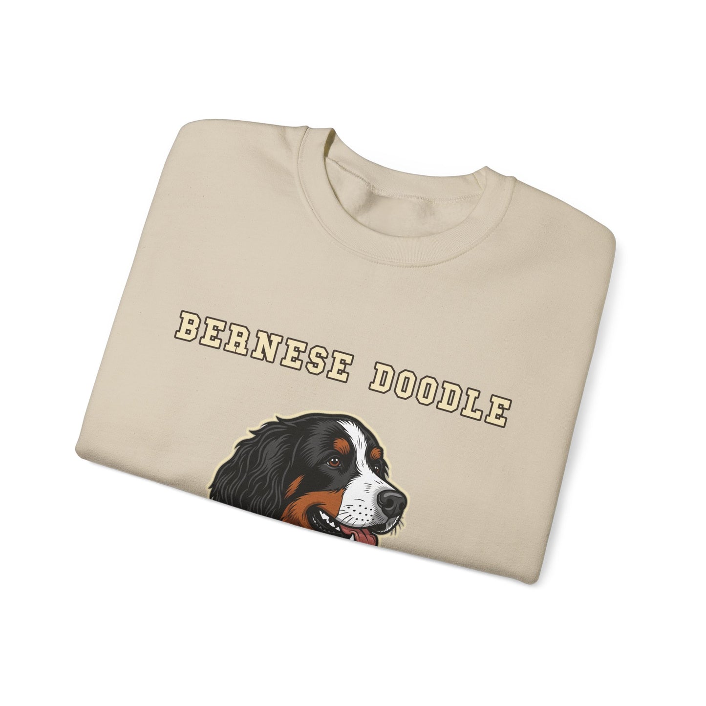 Bernedoodle Sweatshirt, Bernese Doodle Crewneck in Tri-Colour Wavy Coat