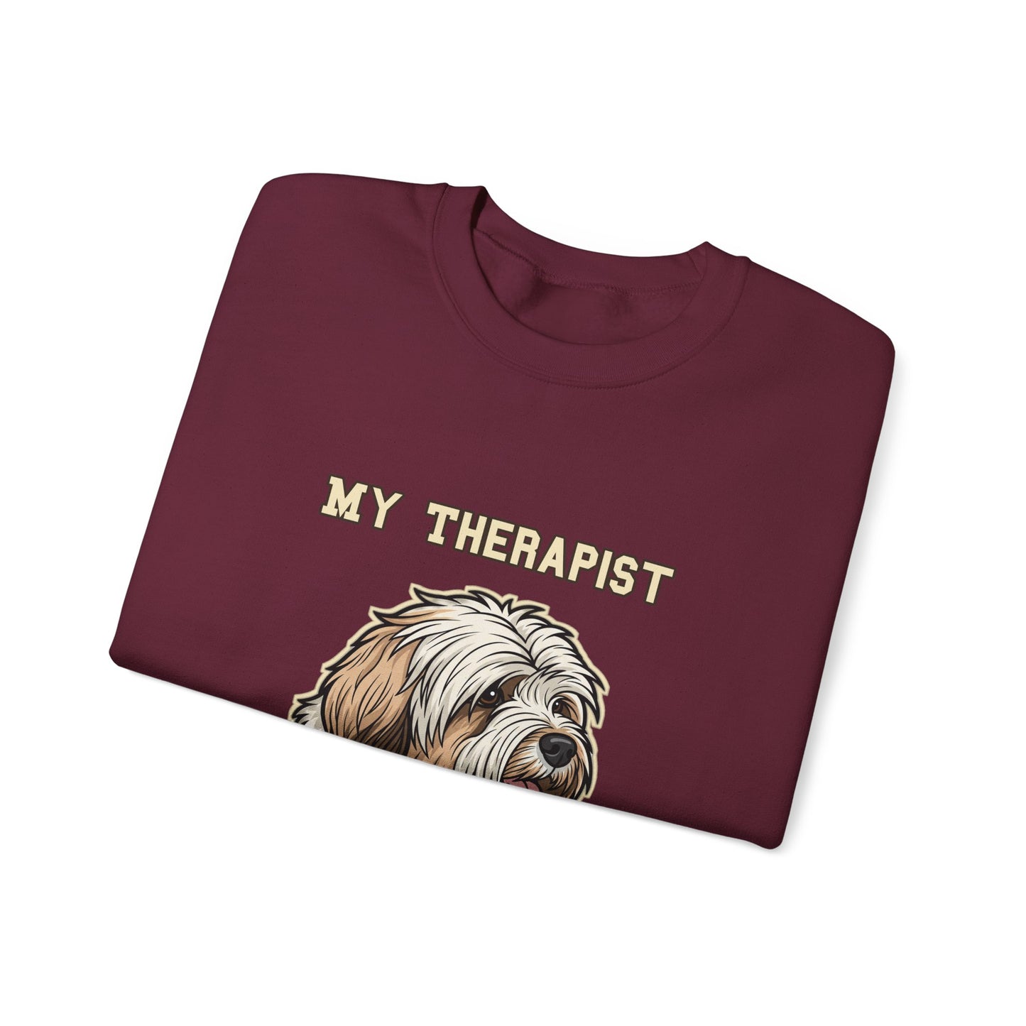 Tibetan Terrier Sweatshirt, TT Crewneck in Profuse Shaggy Coat