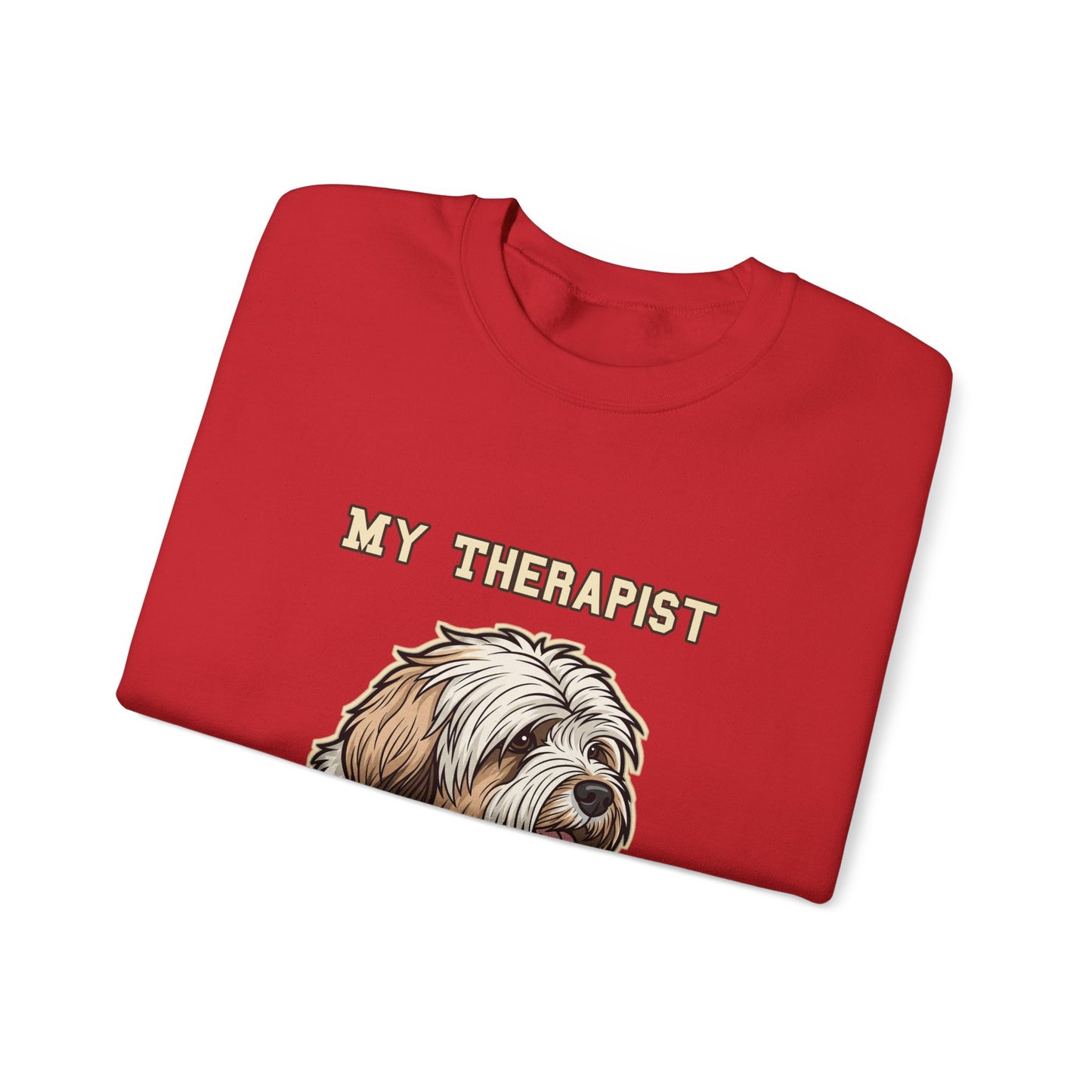 Tibetan Terrier Sweatshirt, TT Crewneck in Profuse Shaggy Coat