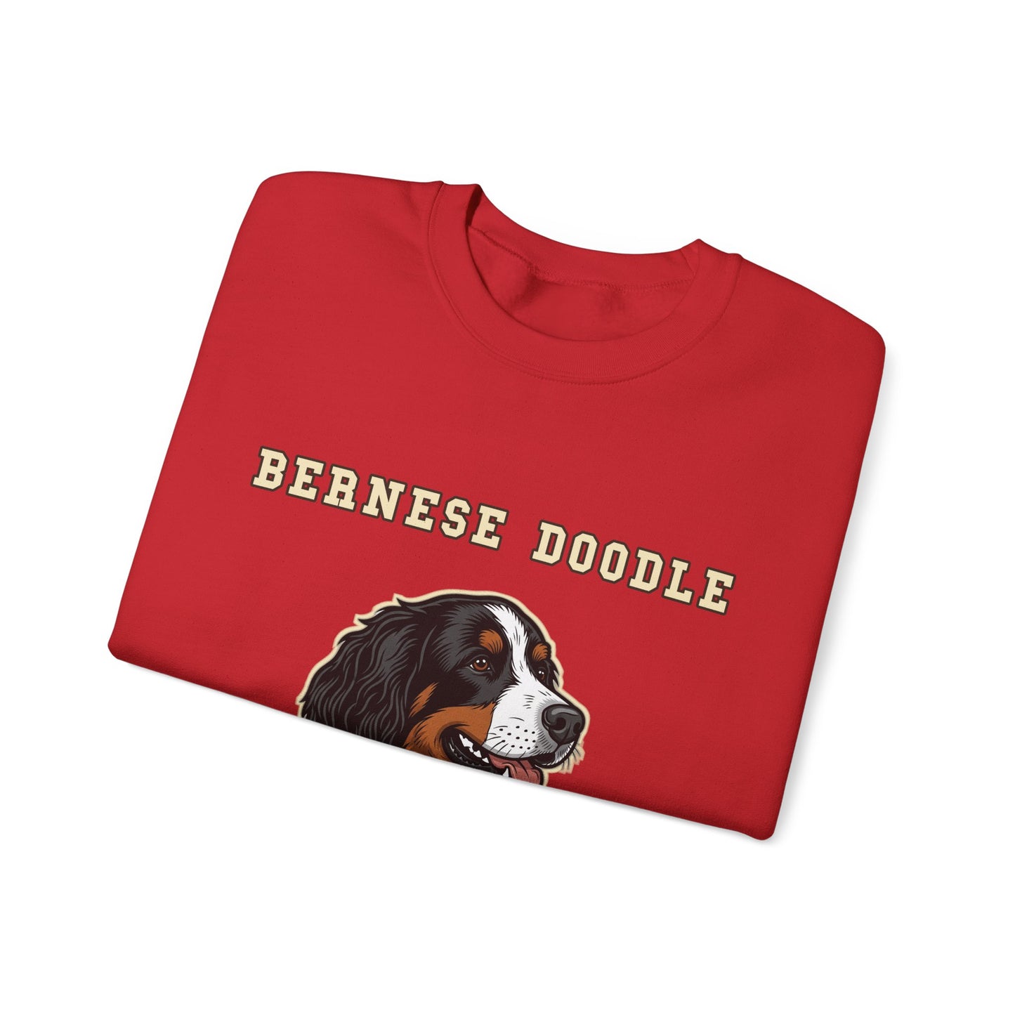 Bernedoodle Sweatshirt, Bernese Doodle Crewneck in Tri-Colour Wavy Coat