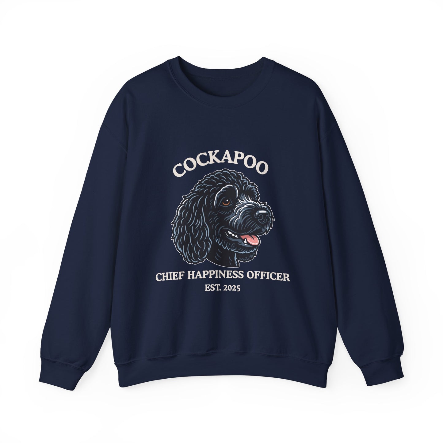 Black Cockapoo Chief Happiness Officer Sweatshirt, Dog Lover Crewneck, Cute Cockapoo Gift for Pet Parents
