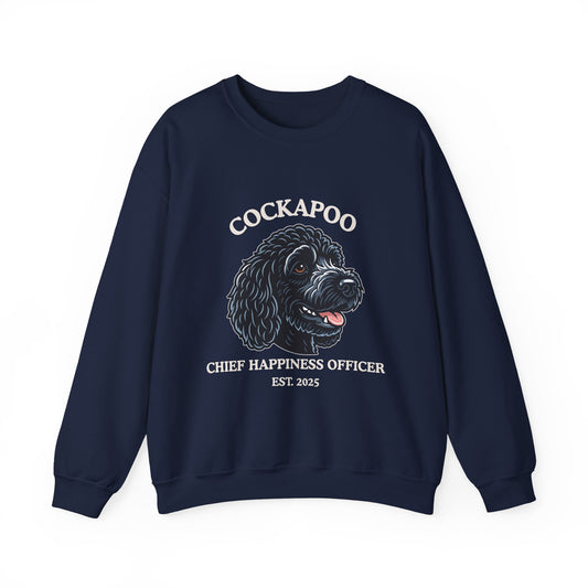 Black Cockapoo Chief Happiness Officer Sweatshirt, Dog Lover Crewneck, Cute Cockapoo Gift for Pet Parents
