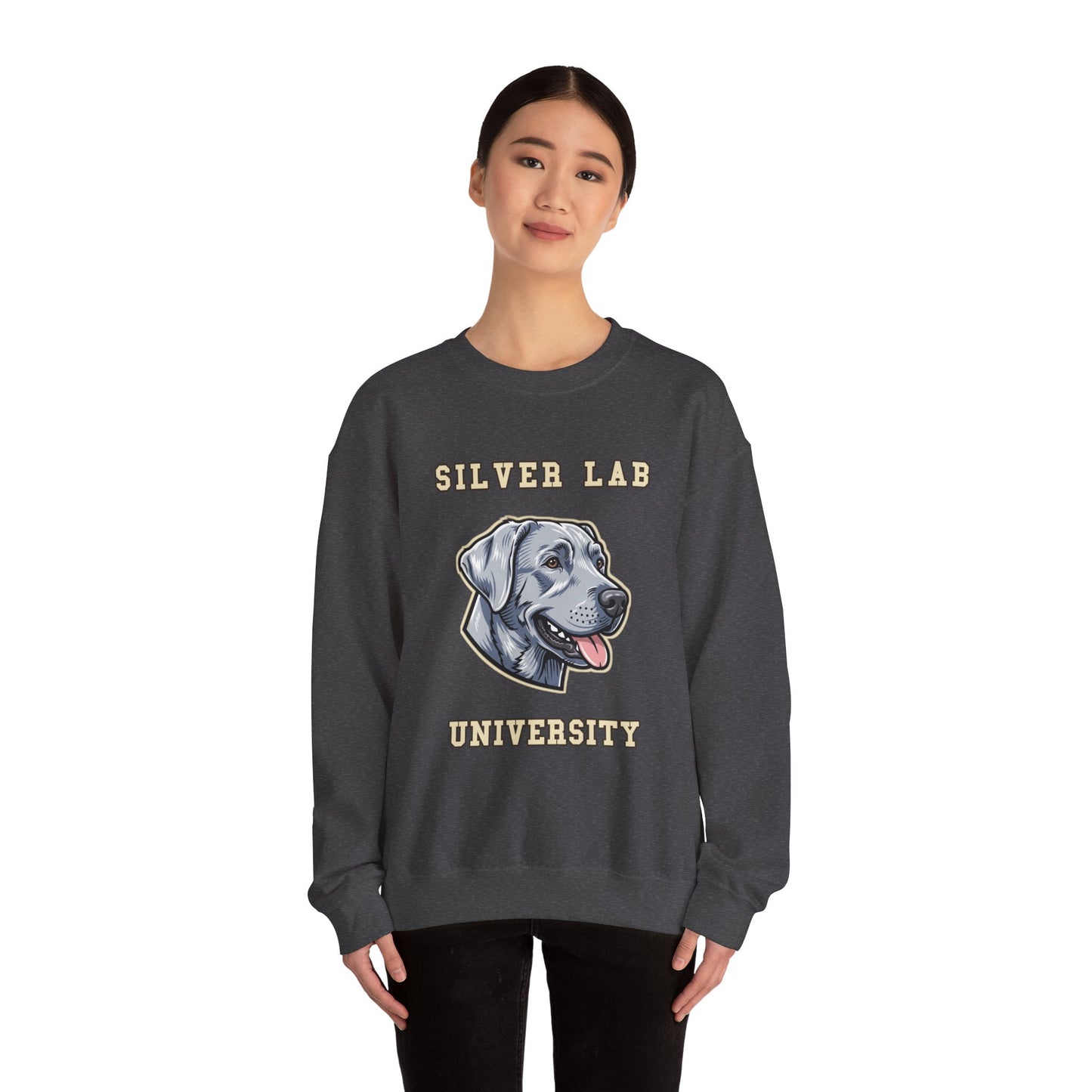 Silver Labrador Sweatshirt, Silver Lab Crewneck in Dilute Charcoal Silver