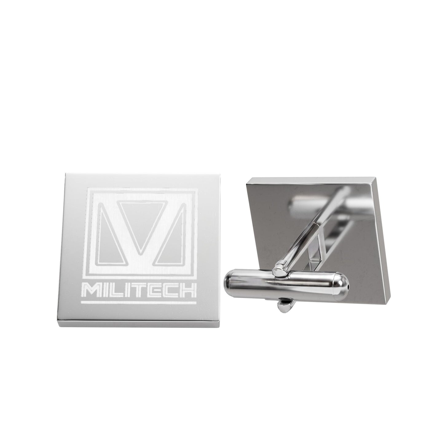Militech Corporate Cufflinks, Cyberpunk Inspired Square Cufflinks, Silver Finish Formal Accessories, Gamer Gift