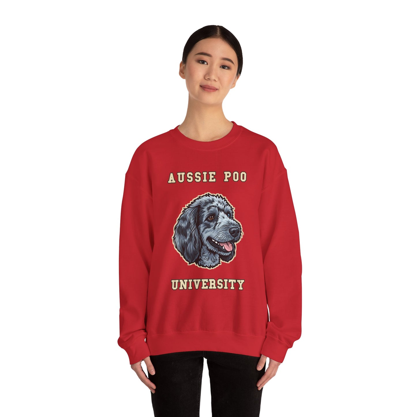 Aussiedoodle Sweatshirt, Aussie Poo Crewneck in Merle Pattern