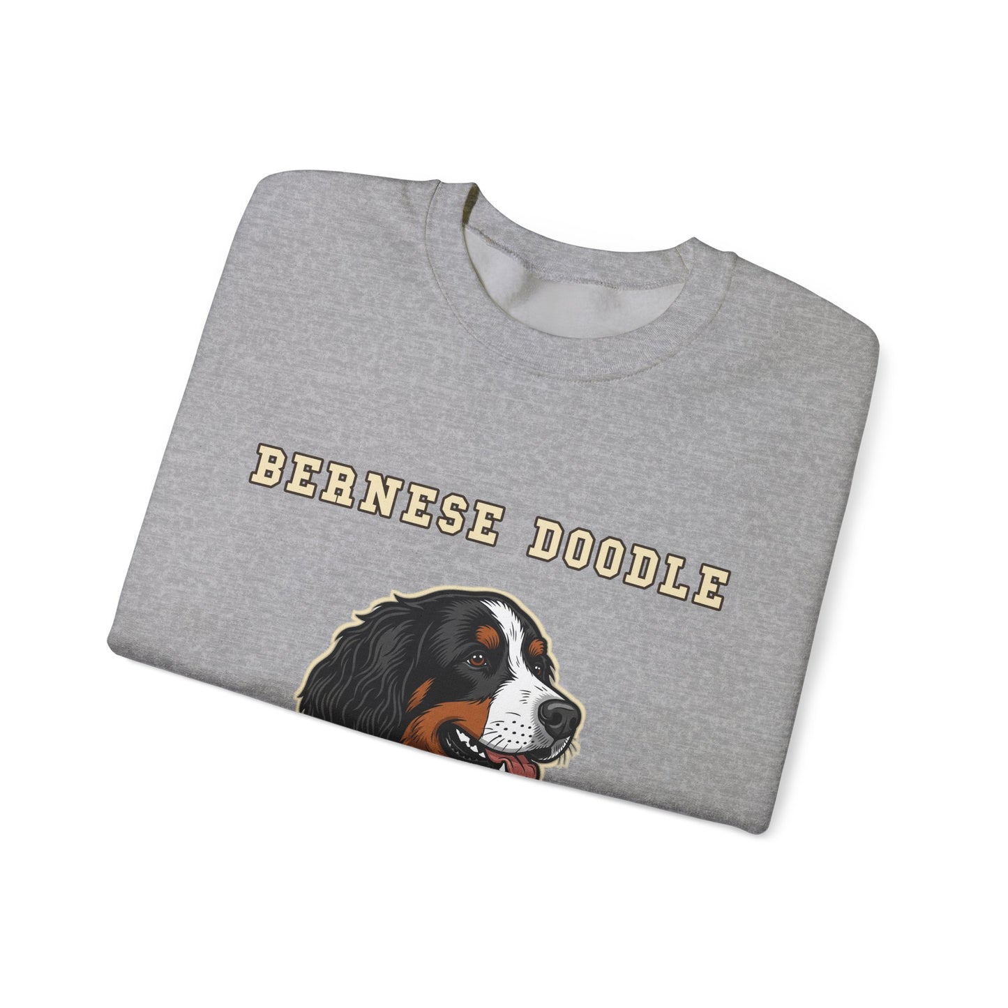 Bernedoodle Sweatshirt, Bernese Doodle Crewneck in Tri-Colour Wavy Coat