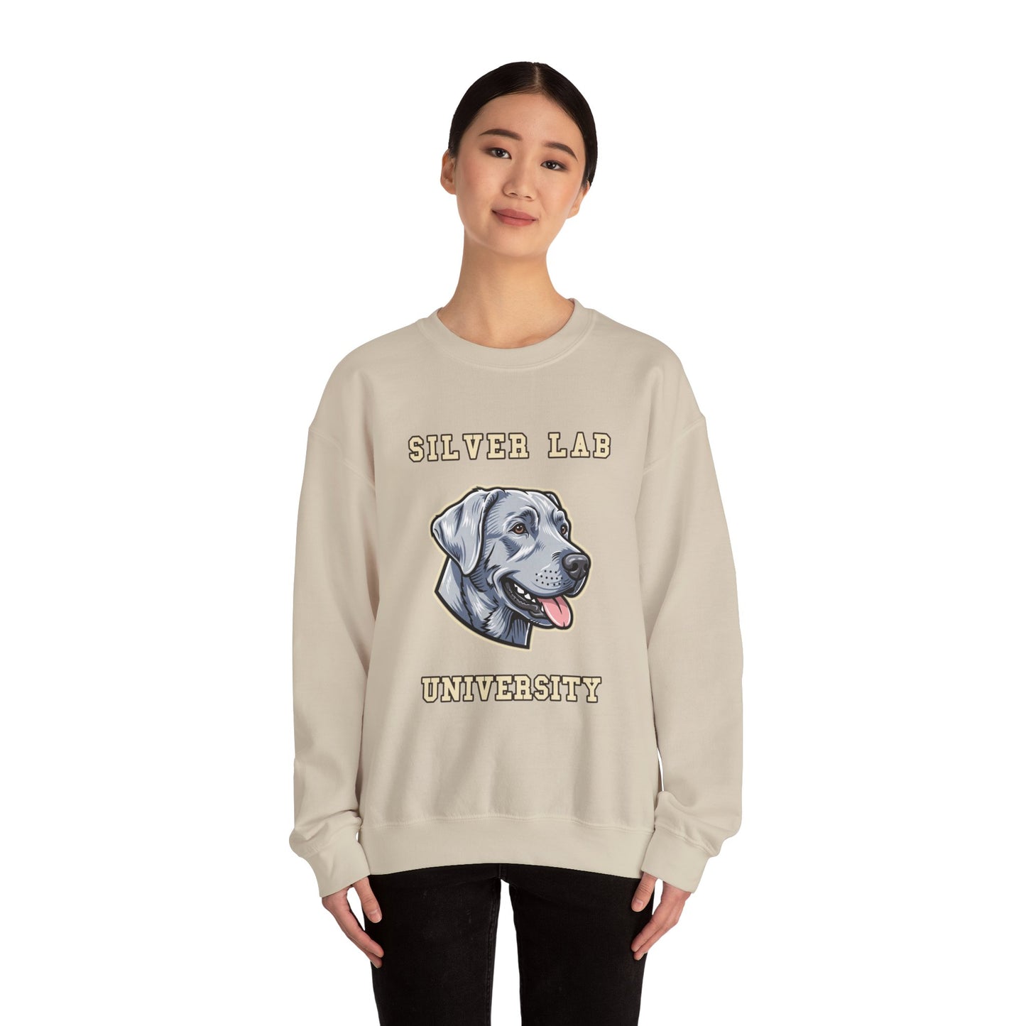 Silver Labrador Sweatshirt, Silver Lab Crewneck in Dilute Charcoal Silver