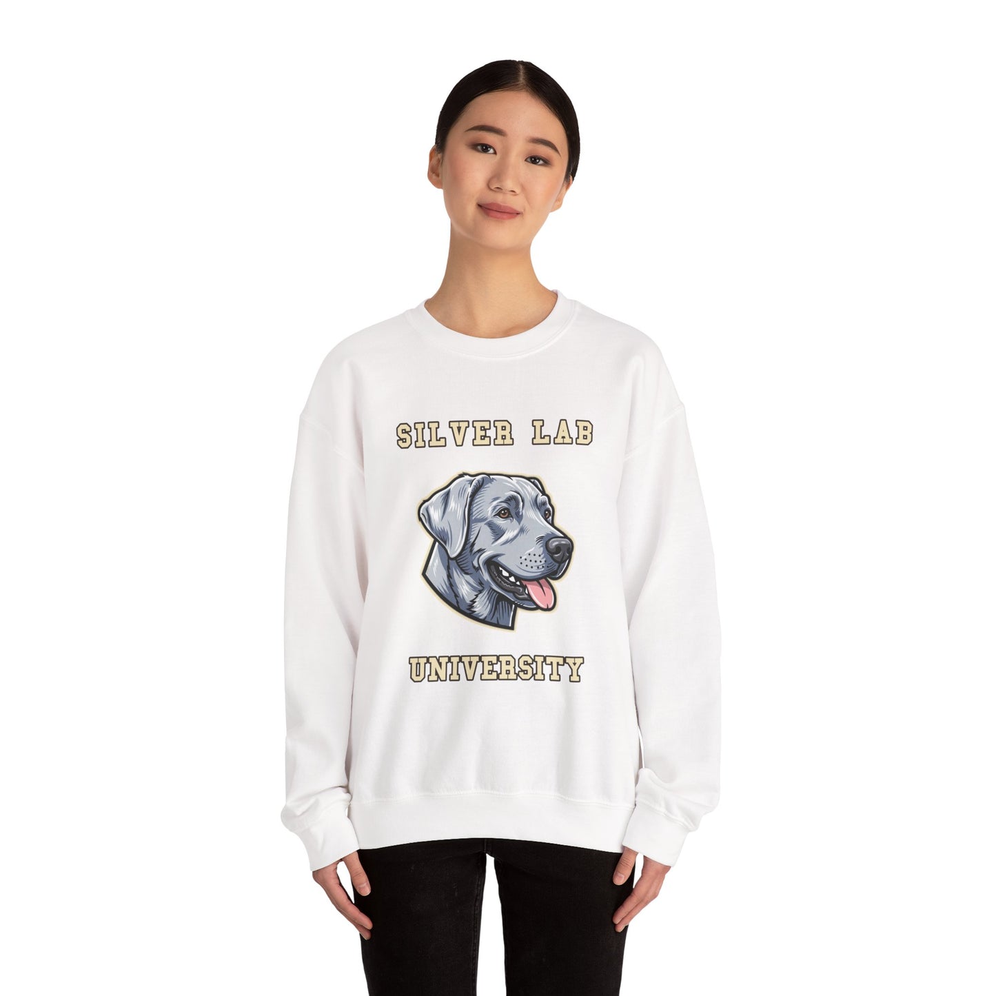 Silver Labrador Sweatshirt, Silver Lab Crewneck in Dilute Charcoal Silver
