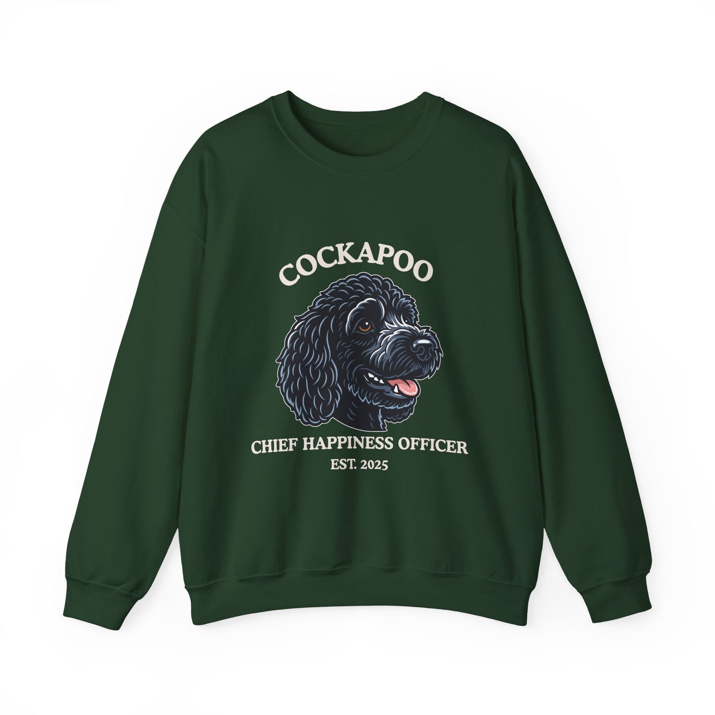 Black Cockapoo Chief Happiness Officer Sweatshirt, Dog Lover Crewneck, Cute Cockapoo Gift for Pet Parents