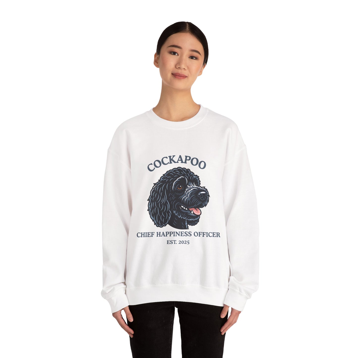 Black Cockapoo Chief Happiness Officer Sweatshirt, Dog Lover Crewneck, Cute Cockapoo Gift for Pet Parents