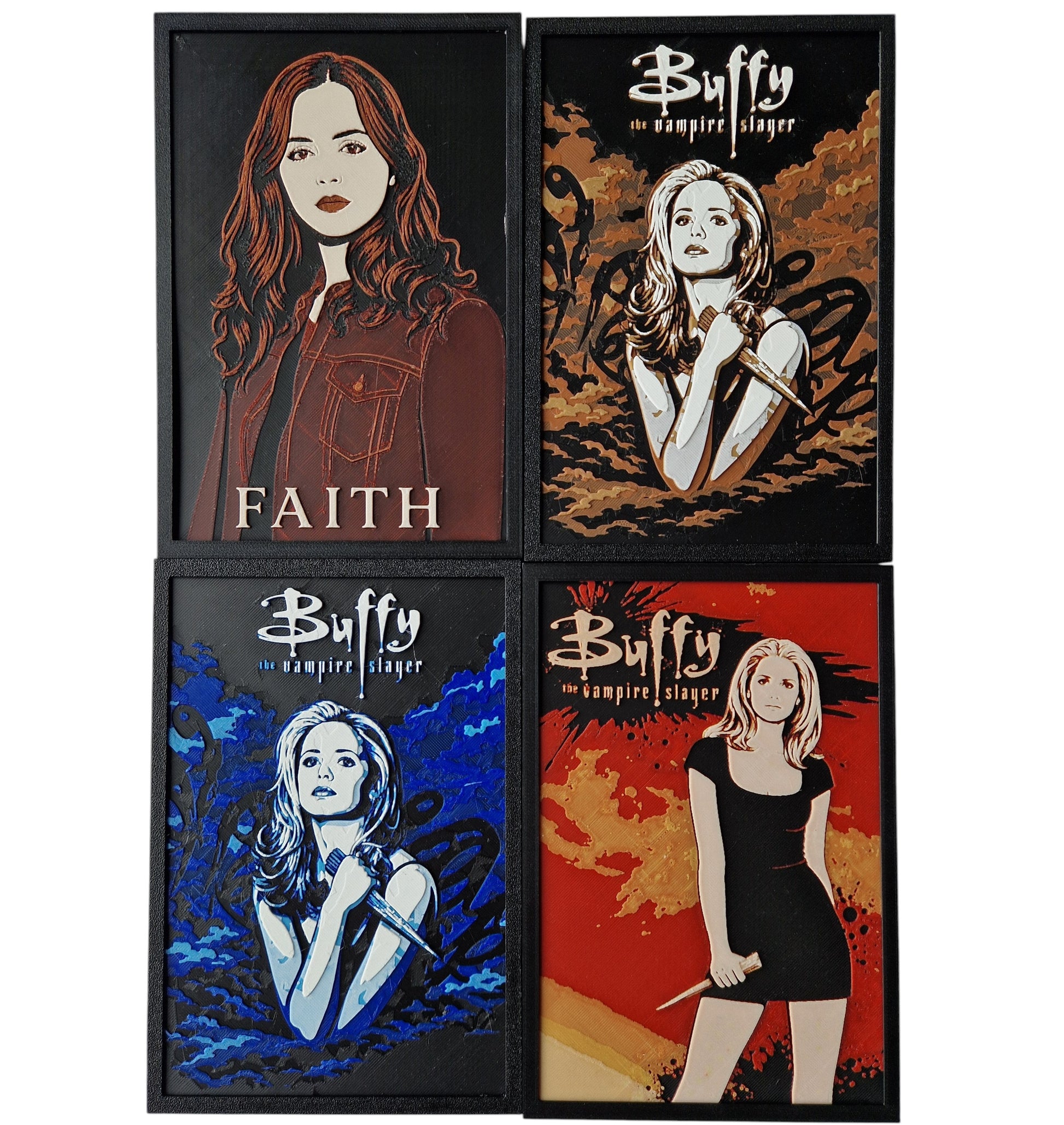 Buffy the Vampire Slayer Inspired Wall Art, 3D Printed Hue Forge Poster, Gothic TV Character Decor, Dark Fantasy Print, Frame