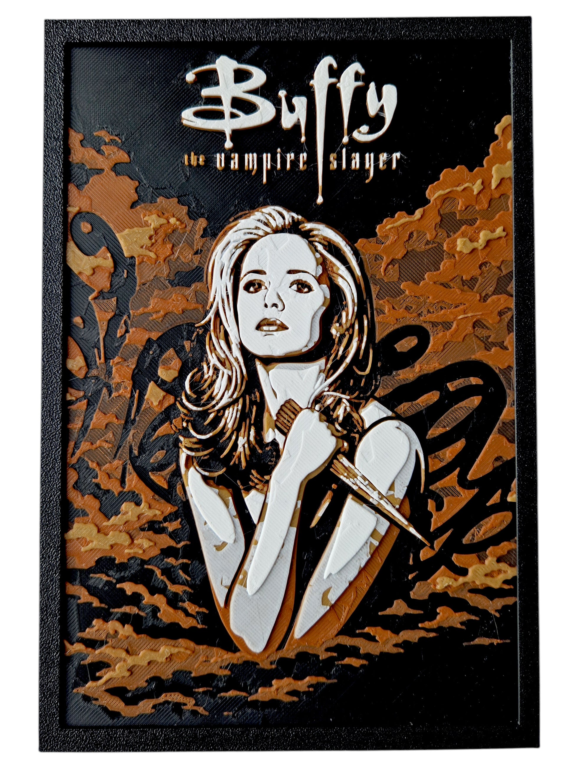 Buffy the Vampire Slayer Inspired Wall Art, 3D Printed Hue Forge Poster, Gothic TV Character Decor, Dark Fantasy Print, Frame