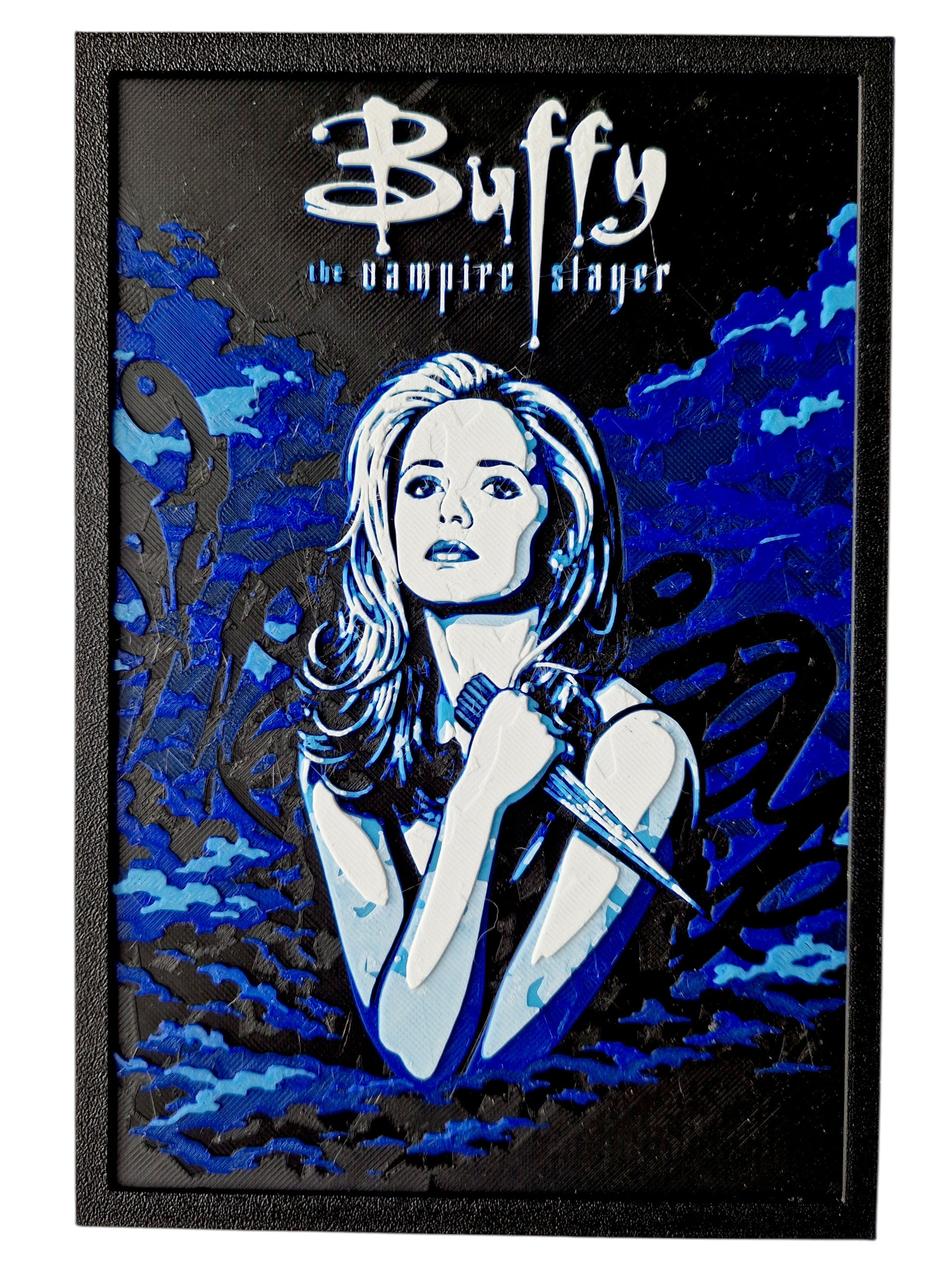 Buffy the Vampire Slayer Inspired Wall Art, 3D Printed Hue Forge Poster, Gothic TV Character Decor, Dark Fantasy Print, Frame
