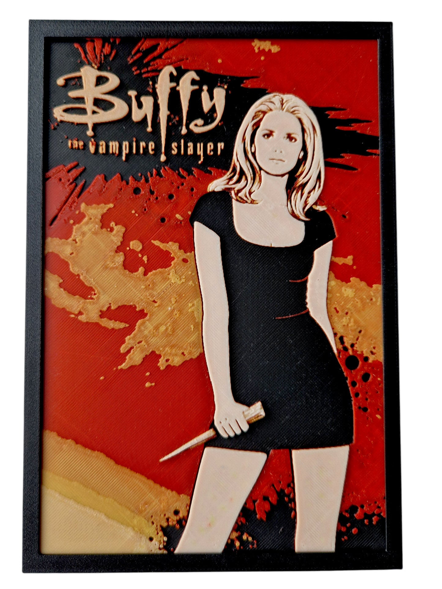 Buffy the Vampire Slayer Inspired Wall Art, 3D Printed Hue Forge Poster, Gothic TV Character Decor, Dark Fantasy Print, Frame